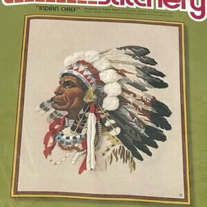 Sunset Stitchery Kit Indian Chief #2220 16”x 20” Vintage 1977 Western